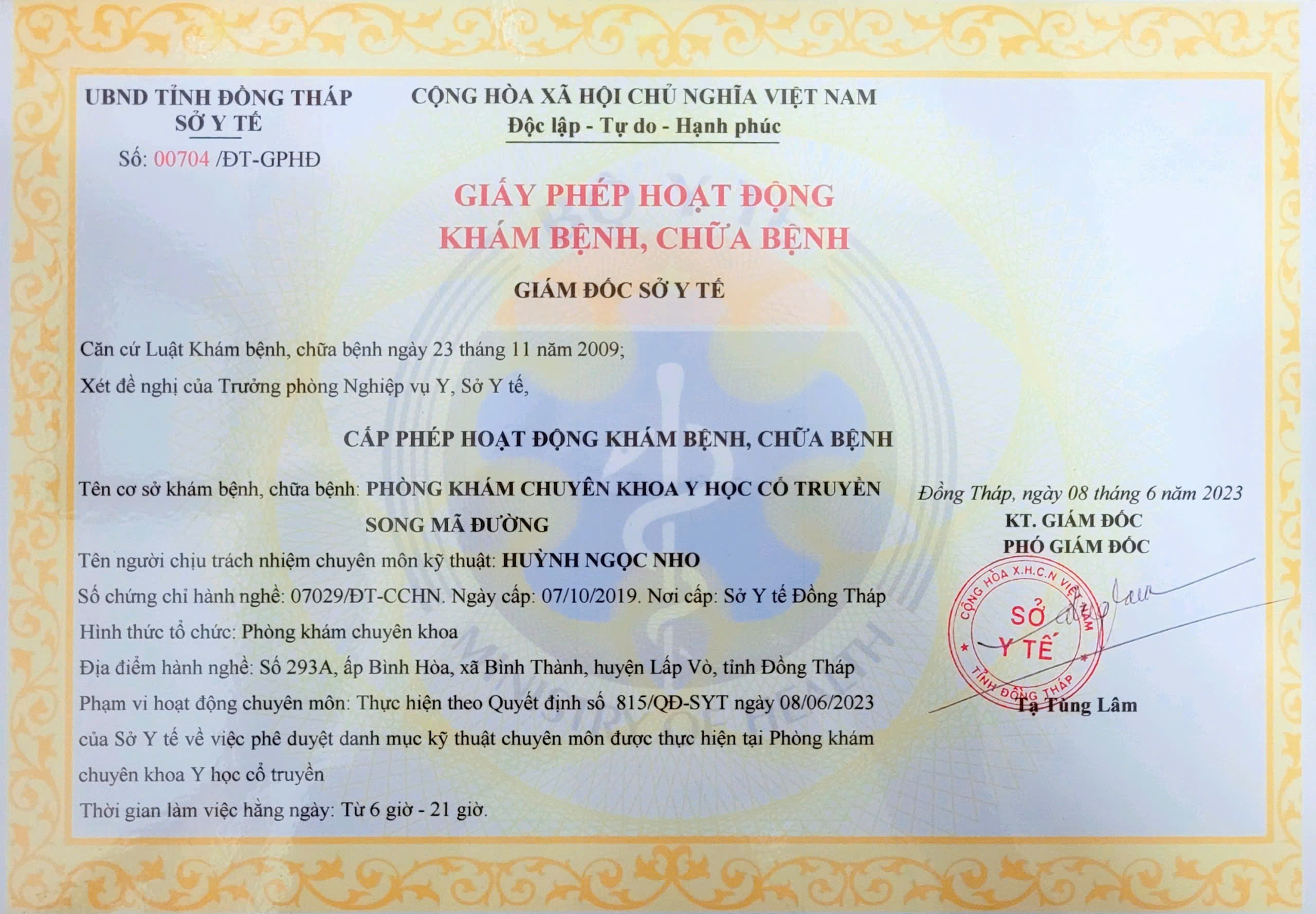 Chứng chỉ Cấy chỉ